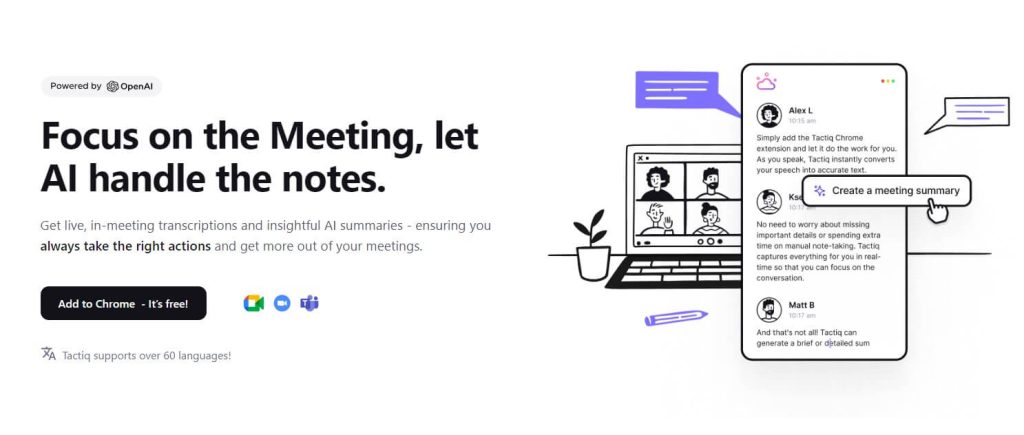 Tactiq is a powerful AI tool that provides real-time transcription services Tactiq is a powerful AI tool that provides real-time transcription services